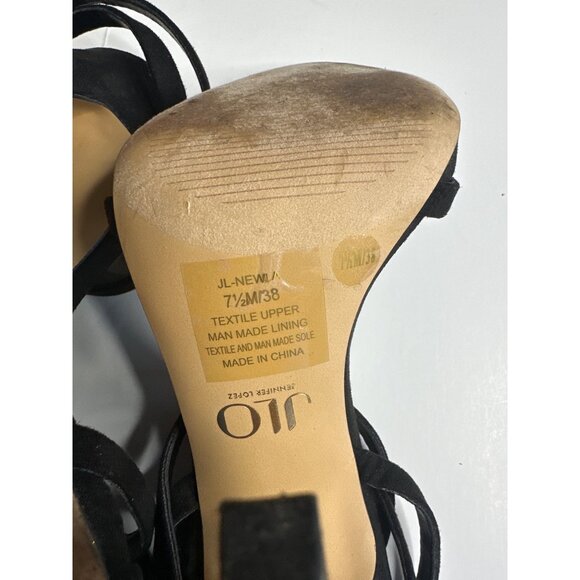 Jlo Jennifer Lopez Womens Black Strappy Stiletto Heels 7.5M With Buckle Strap - Picture 5 of 6